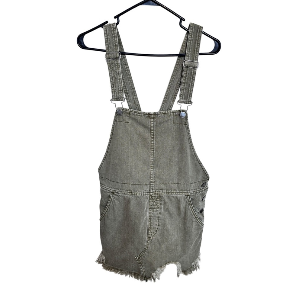 Free People Army Green Denim Overalls Sz 4